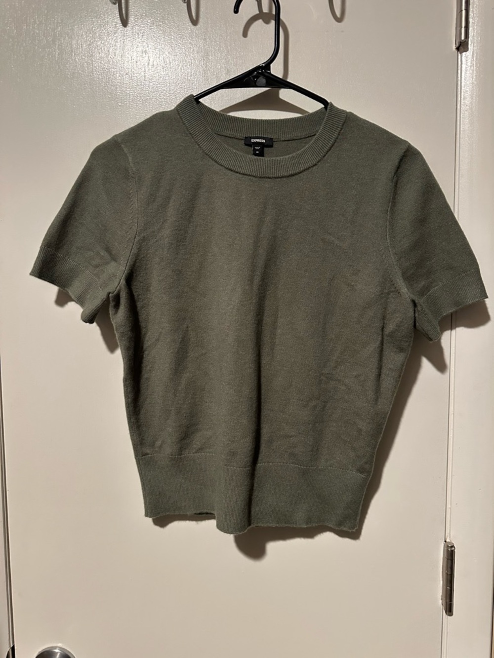 Express Olive Green Short Sleeve Crewneck Top